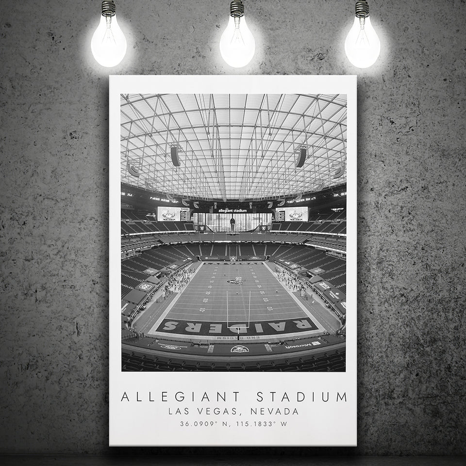 Allegiant Stadium Las Vegas Raiders, Stadium Print For Football Lovers, Black And White, Canvas Print Wall Art