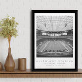 Allegiant Stadium Las Vegas Raiders, Stadium Wall Art For Football Lovers, B&W, Floating Framed Canvas Print