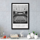 Allegiant Stadium Las Vegas Raiders, Stadium Wall Art For Football Lovers, B&W, Floating Framed Canvas Print