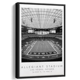 Allegiant Stadium Las Vegas Raiders, Stadium Wall Art For Football Lovers, B&W, Floating Framed Canvas Print