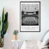 Allegiant Stadium Las Vegas Raiders, Stadium Wall Art For Football Lovers, B&W, Floating Framed Canvas Print