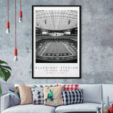 Allegiant Stadium Las Vegas Raiders, Stadium Print For Football Lovers, Black And White, Framed Art Print Wall Decor