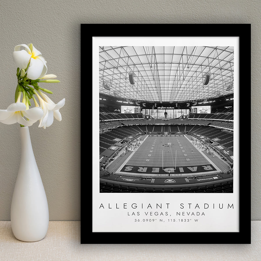 Allegiant Stadium Las Vegas Raiders, Stadium Print For Football Lovers, Black And White, Framed Art Print Wall Decor