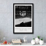 American Airlines Center Dallas Stars, Stadium Wall Art For Ice Hockey Lovers, B&W, Floating Framed Canvas Print