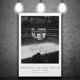 American Airlines Center Dallas Stars, Stadium Print For Ice Hockey Lovers, Black And White, Canvas Print Wall Art