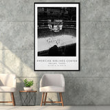 American Airlines Center Dallas Stars, Stadium Wall Art For Ice Hockey Lovers, B&W, Floating Framed Canvas Print