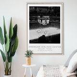 American Airlines Center Dallas Stars, Stadium Wall Art For Ice Hockey Lovers, B&W, Floating Framed Canvas Print