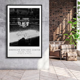 American Airlines Center Dallas Stars, Stadium Wall Art For Ice Hockey Lovers, B&W, Floating Framed Canvas Print