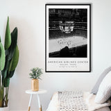 American Airlines Center Dallas Stars, Stadium Wall Art For Ice Hockey Lovers, B&W, Floating Framed Canvas Print