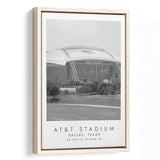 At&T Stadium Dallas Cowboys, Stadium Wall Art For Football Lovers, B&W, Floating Framed Canvas Print