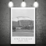 At&T Stadium Dallas Cowboys, Stadium Print For Football Lovers, Black And White, Canvas Print Wall Art