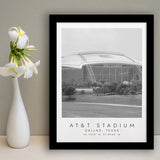 At&T Stadium Dallas Cowboys, Stadium Print For Football Lovers, Black And White, Framed Art Print Wall Decor