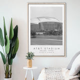At&T Stadium Dallas Cowboys, Stadium Wall Art For Football Lovers, B&W, Floating Framed Canvas Print