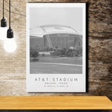 At&T Stadium Dallas Cowboys, Stadium Print For Football Lovers, Black And White, Canvas Print Wall Art