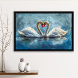 A Couple Of Swans Painting, Framed Canvas Print Wall Art Decor, Floating Frame Painting Canvas