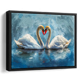 A Couple Of Swans Painting, Framed Canvas Print Wall Art Decor, Floating Frame Painting Canvas