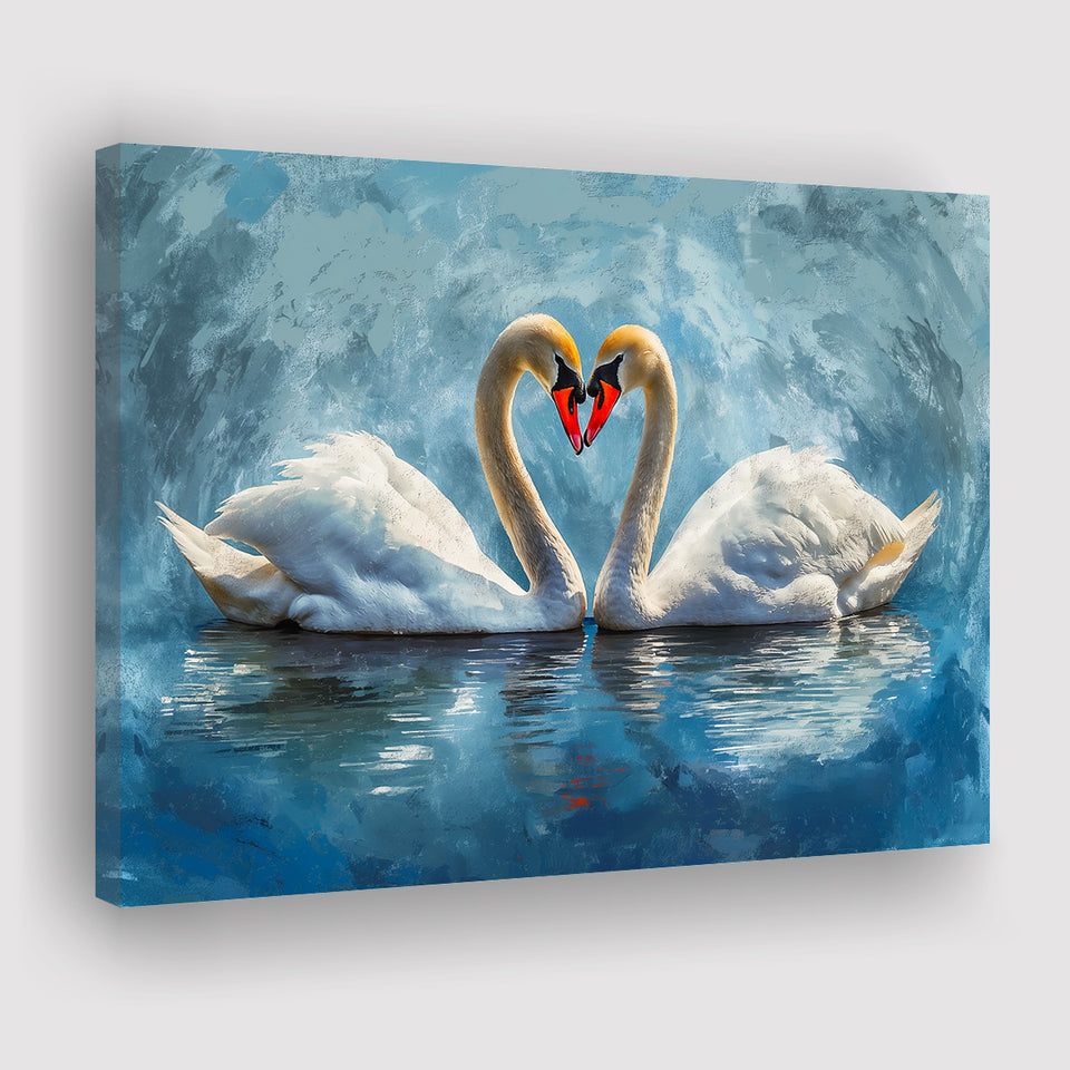 A Couple Of Swans Painting, Canvas Print Wall Art Home Decor, Painting Canvas Art Print