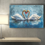 A Couple Of Swans Painting, Canvas Print Wall Art Home Decor, Painting Canvas Art Print