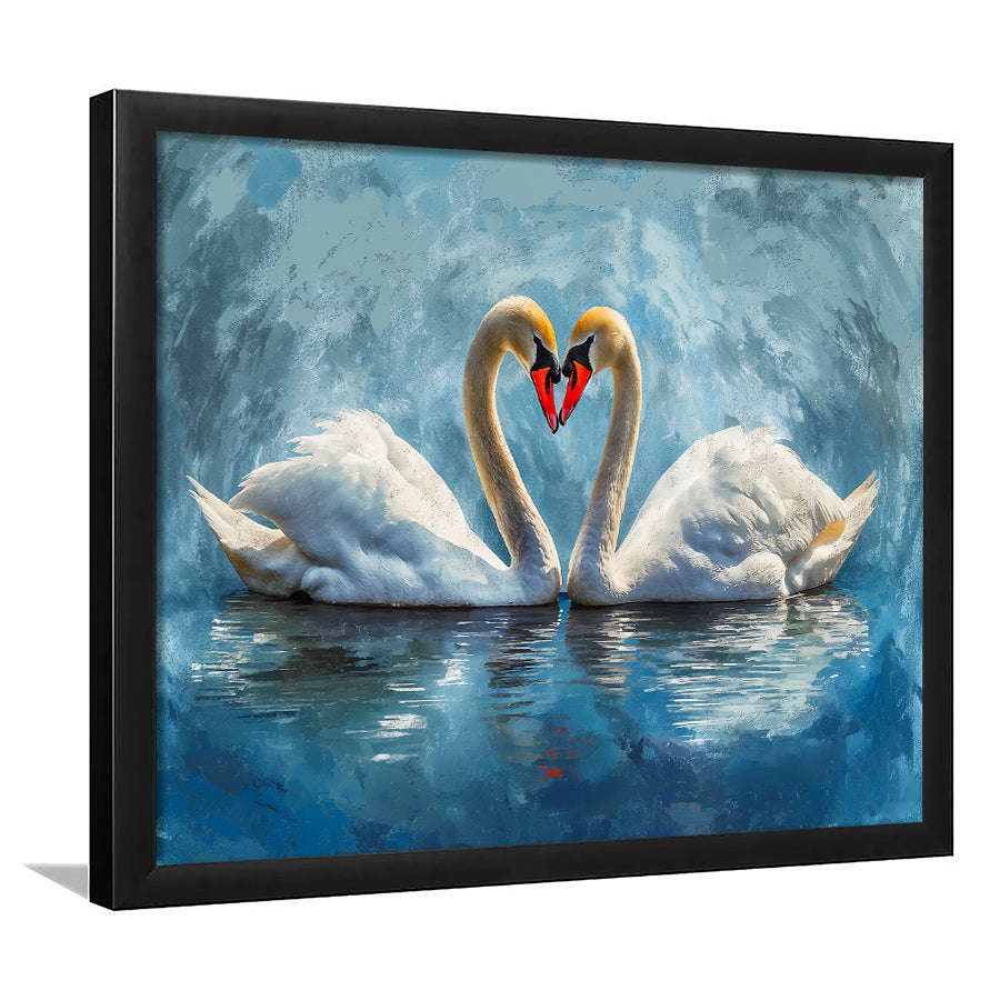 A Couple Of Swans Painting, Framed Art Print Wall Decor, Picture Framed Painting Art