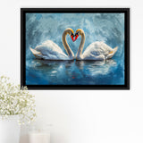 A Couple Of Swans Painting, Framed Canvas Print Wall Art Decor, Floating Frame Painting Canvas