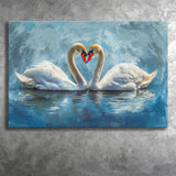 A Couple Of Swans Painting, Canvas Print Wall Art Home Decor, Painting Canvas Art Print