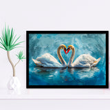 A Couple Of Swans Painting, Framed Art Print Wall Decor, Picture Framed Painting Art