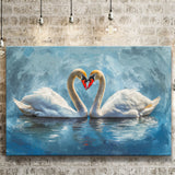 A Couple Of Swans Painting, Canvas Print Wall Art Home Decor, Painting Canvas Art Print