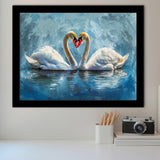 A Couple Of Swans Painting, Framed Art Print Wall Decor, Picture Framed Painting Art