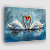 A Couple Of Swans Painting, Canvas Print Wall Art Home Decor, Painting Canvas Art Print