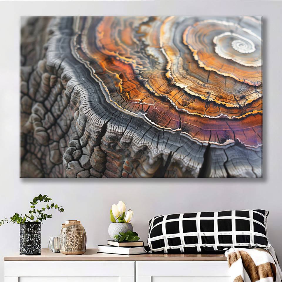 A Detailed Close-Up Of An Old Tree Trunk Showcasing, Canvas Print Wall Art Decor, Landscape Art Print