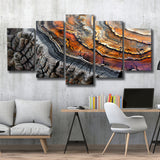 A Detailed Close-Up Of An Old Tree Trunk Showcasing, Multi Panel Canvas Print Wall Art Decor, 5 Mixed Panel