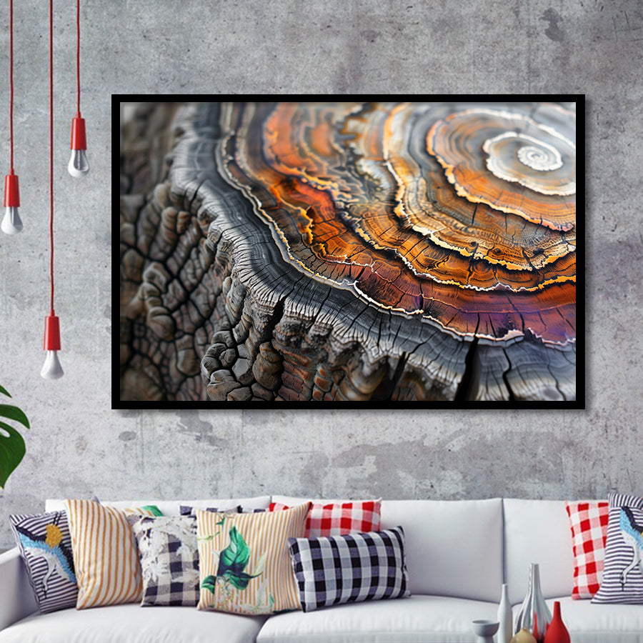 A Detailed Close-Up Of An Old Tree Trunk Showcasing, Framed Art Print Wall Decor, Framed Picture