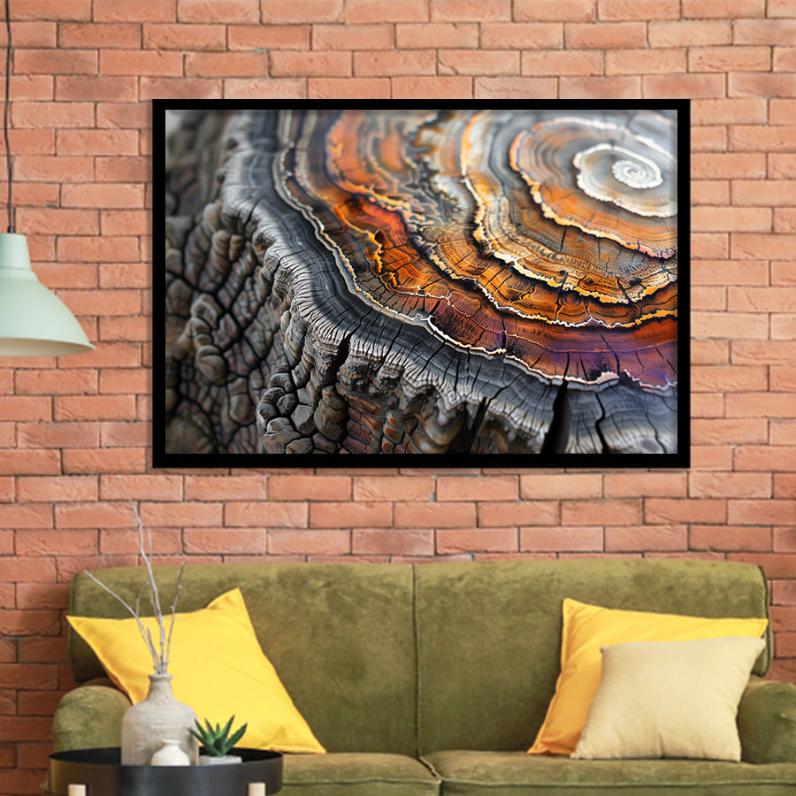 A Detailed Close-Up Of An Old Tree Trunk Showcasing, Framed Art Print Wall Decor, Framed Picture