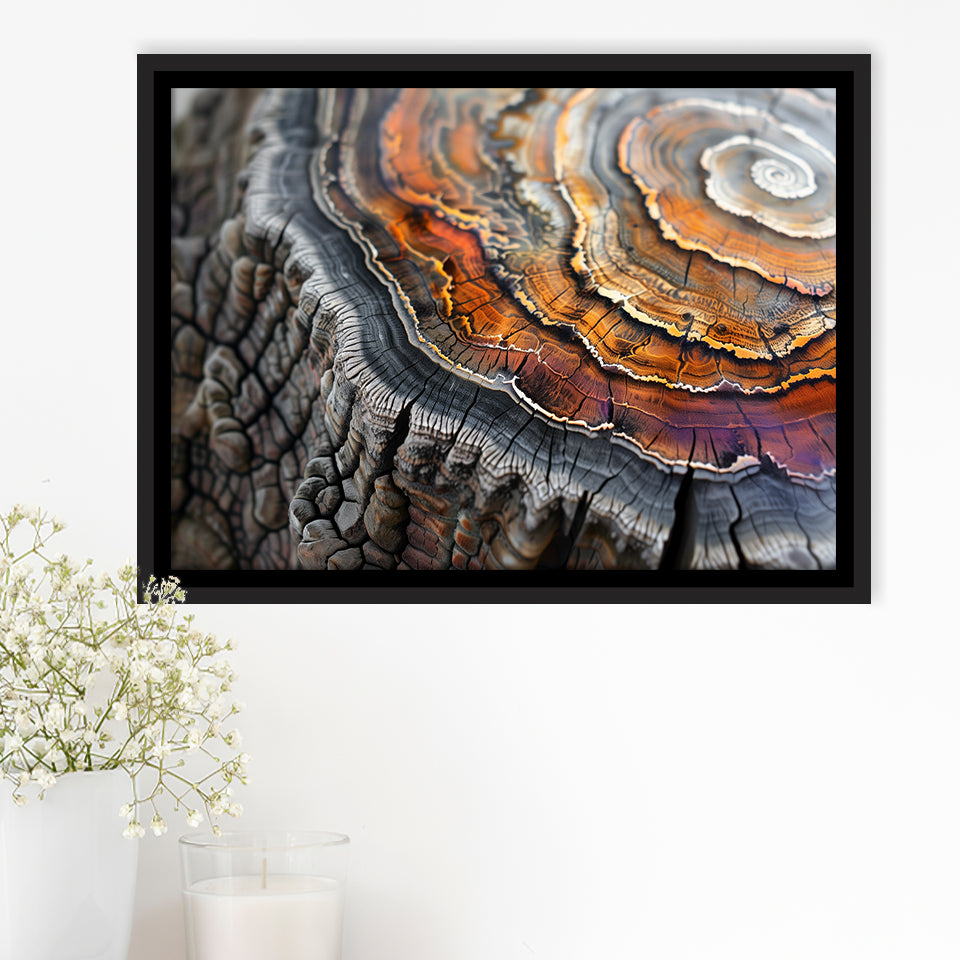 A Detailed Close-Up Of An Old Tree Trunk Showcasing, Framed Canvas Print Wall Art Decor,Floating Frame