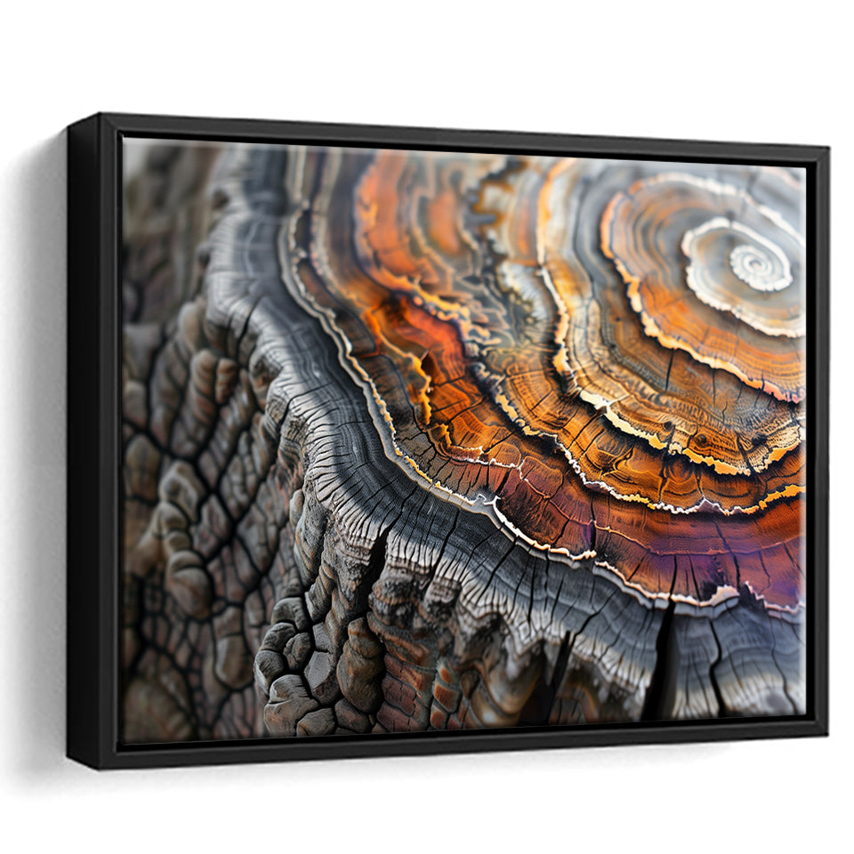 A Detailed Close-Up Of An Old Tree Trunk Showcasing, Framed Canvas Print Wall Art Decor,Floating Frame
