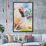 A Man Playing Golf Acrylic Painting V1, Golf Art, Gift for him, Framed Art Print Wall Decor