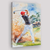 A Man Playing Golf Acrylic Painting V1, Golf Art Print, Gift for him, Canvas Print Wall Art