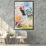 A Man Playing Golf Acrylic Painting V1, Golf Art Print, Floating Frame, Framed Canvas Print Wall Art