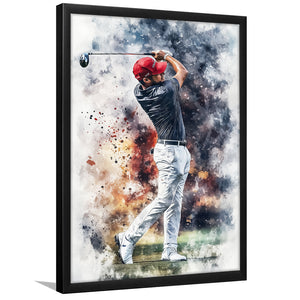 A Man Playing Golf Painting V2, Golf Art, Gift for him, Framed Art Print Wall Decor