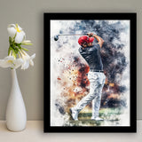 A Man Playing Golf Painting V2, Golf Art, Gift for him, Framed Art Print Wall Decor