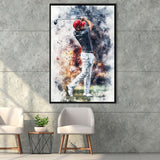 A Man Playing Golf Painting V2, Golf Art Print, Floating Frame, Framed Canvas Print Wall Art