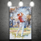 A Man Playing Golf Watercolor Painting, Golf Art Print, Gift for him, Canvas Print Wall Art