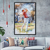 A Man Playing Golf Watercolor Painting, Golf Art, Gift for him, Framed Art Print Wall Decor