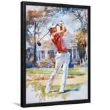 A Man Playing Golf Watercolor Painting, Golf Art, Gift for him, Framed Art Print Wall Decor