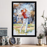A Man Playing Golf Watercolor Painting, Golf Art, Gift for him, Framed Art Print Wall Decor