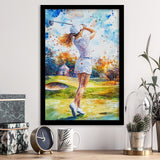 A Woman Playing Golf Painting, Golf Art, Gift for him, Framed Art Print Wall Decor