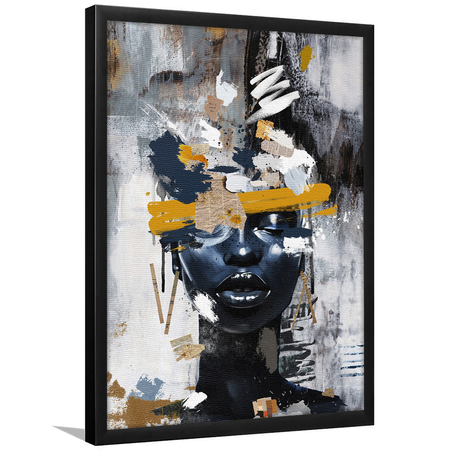 Abstarct Unique Face Art African Woman Mixed Color, Framed Art Prints Wall Art Decor, Framed Picture Print