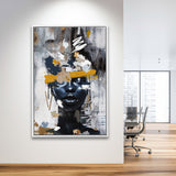 Abstarct Unique Face Art African Woman Mixed Color, Framed Canvas Prints Wall Art Decor, Floating Frame