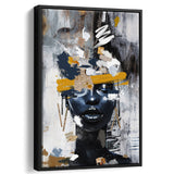 Abstarct Unique Face Art African Woman Mixed Color, Framed Canvas Prints Wall Art Decor, Floating Frame