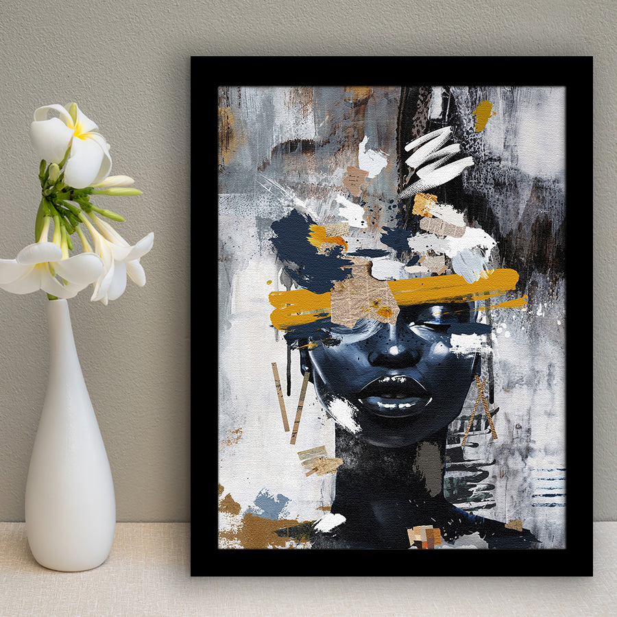 Abstarct Unique Face Art African Woman Mixed Color, Framed Art Prints Wall Art Decor, Framed Picture Print